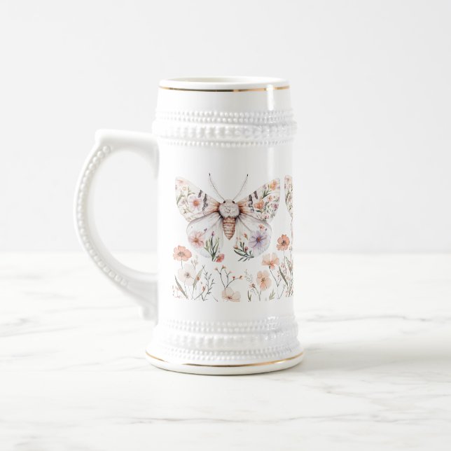 Caneca De Cerveja Borboleta Floral Boho Wildflower (Esquerda)