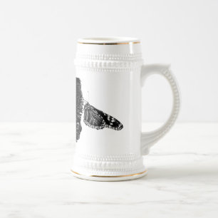 Caneca De Cerveja borboleta tímida preta
