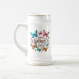 Caneca De Cerveja Borboletas do Dia de as mães Feliz Clipart-61718