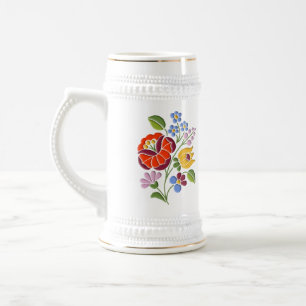 Caneca De Cerveja Bordado de Kalocsa - arte popular húngara