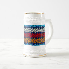 Caneca De Cerveja Bordado do padrão étnico Boho no Tecido