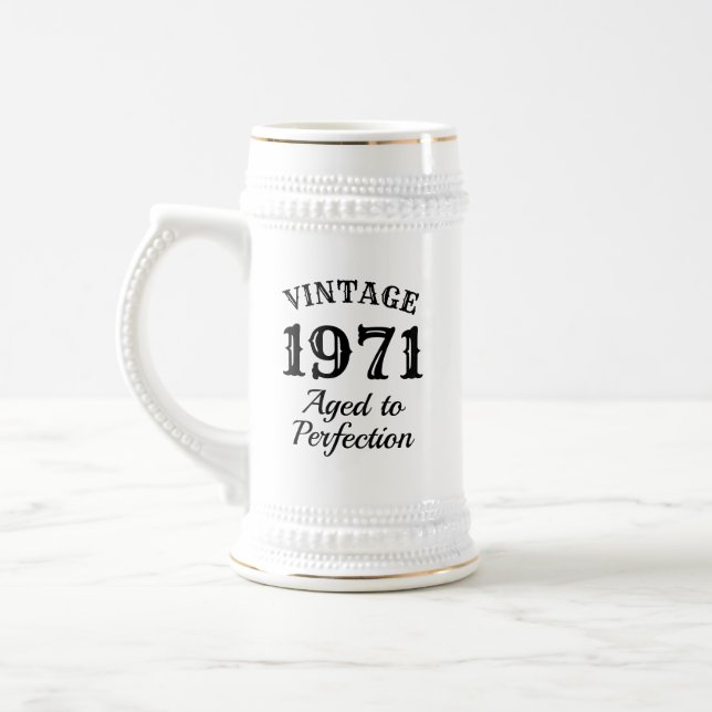 Caneca de cerveja branca engraçada de 1971 para pr (Esquerda)