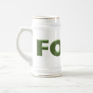 Caneca de cerveja branca-espinho com trilha dourad