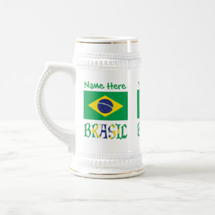 Caneca De Cerveja Brasil Bandeira Brasil Nome Personalizado