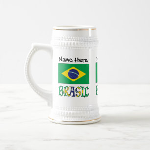 Caneca De Cerveja Brasil Bandeira Brasil Personalizada