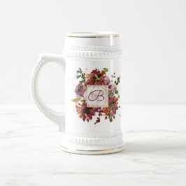 Caneca De Cerveja Bridesmaid Floral Dourada Rosa Elegante