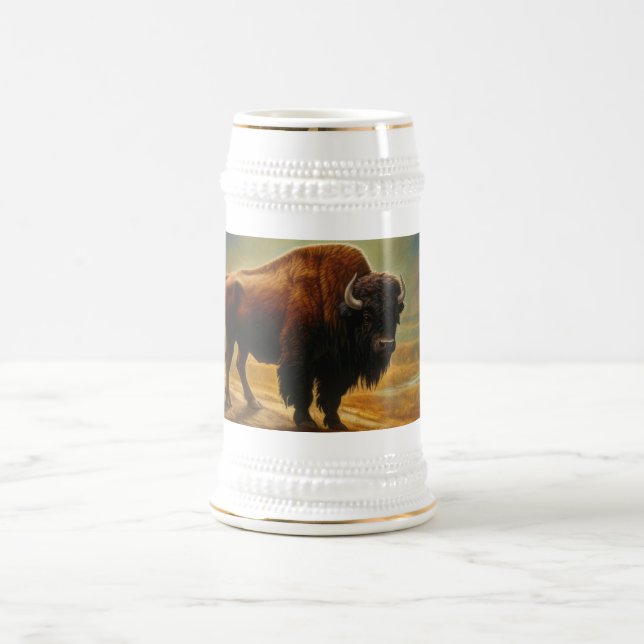 Caneca De Cerveja Buffalo Bison Sunset Silhouette (Centro)