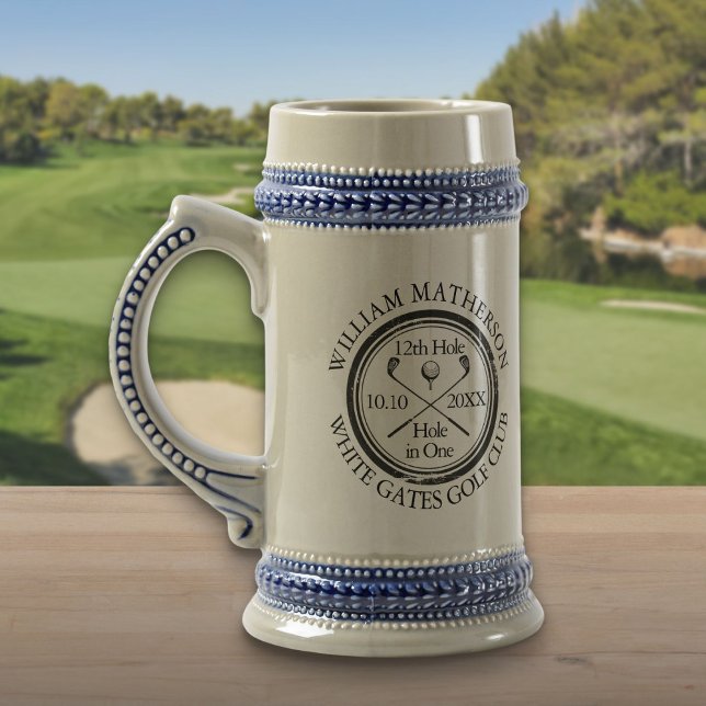 Caneca De Cerveja Buraco Personalizado em Um Clássico de Golfe (Personalized Hole in One Classic Golf Beer Stein)