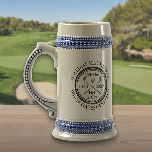 Caneca De Cerveja Buraco Personalizado em Um Golfe Clássico (Personalized Hole in One Classic Golf Beer Stein)