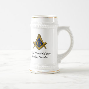 Caneca De Cerveja Bússola Maçônica Negra e Branco