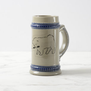 Caneca De Cerveja Cachorro Branco Fofo Segurando Coleira na Boca Faz