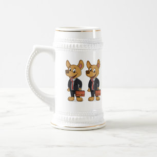 Caneca De Cerveja Cachorro engraçado vestindo desenho de terno 