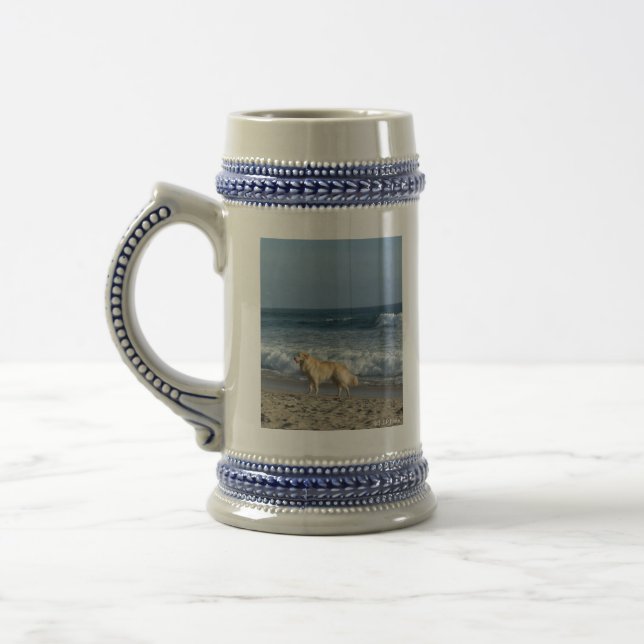 Caneca De Cerveja Cachorro Na Praia  (Esquerda)