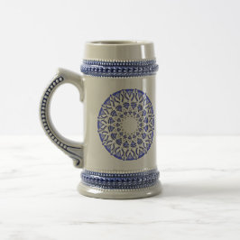 Caneca De Cerveja Caleidoscópio Geométrico Azul no Médio Oriente