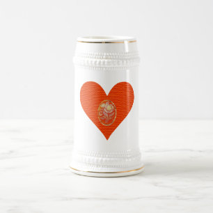 Caneca De Cerveja Cameo Dourado e Laranja Vintage