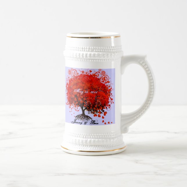 Caneca De Cerveja Camisas de Casamento de Árvores Vermelhas, Present (Direita)