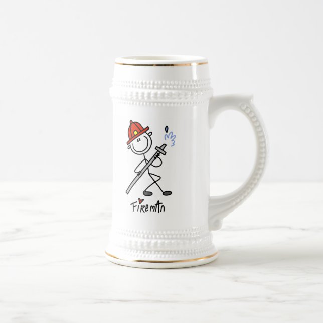 Caneca De Cerveja Camisetas e Presentes Básicos de Bombeiro em Figur (Direita)