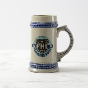 Caneca De Cerveja Campeão da liga de hóquei da fantasia -- Logotip