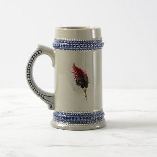 Caneca De Cerveja Caneta pena vermelha com ponta de ouro