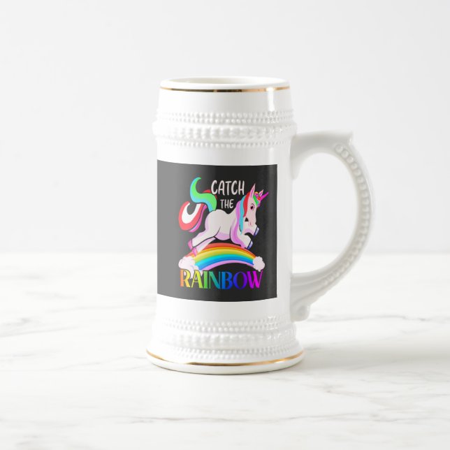 Caneca De Cerveja Capturar o Design do Unicórnio Arco-íris (Direita)