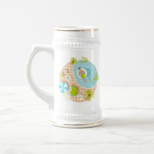 Caneca De Cerveja Cara de natação na praia tropical de verão