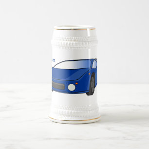 Caneca De Cerveja Carro desportivo azul com ilustração de airfoil