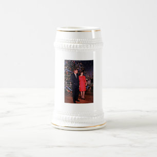 Caneca De Cerveja Cartão de Natal do Presidente Americano John Kenne