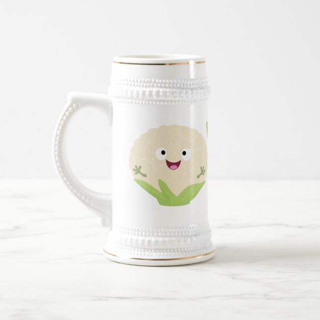 Caneca De Cerveja Cartografia de couve-flor-branca e feliz (Esquerda)