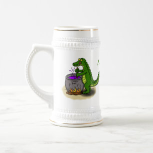 Caneca De Cerveja Cartografia engraçada do cozinhar de jacaré verde