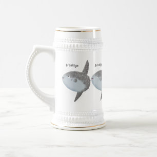 Caneca De Cerveja Cartografia fofa mola de peixe-sol oceânico