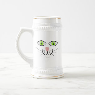 Caneca De Cerveja Cartoon de Gato Cara Engraçada-29034