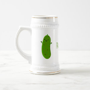 Caneca De Cerveja Cartoon de picles feliz e bonito personalizado