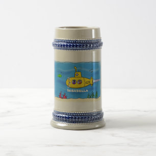 Caneca De Cerveja Cartoon submarino feliz