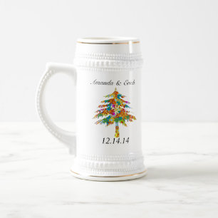 Caneca De Cerveja Casamento com Floresta de Pinheiros Encantada