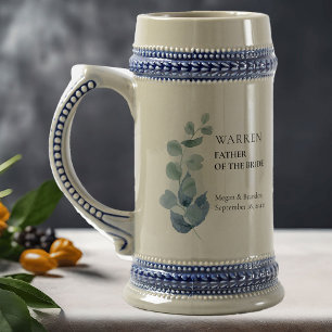 Caneca De Cerveja Casamento com folhagens de eucalipto do Pai da Noi