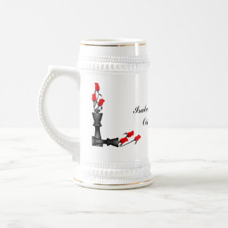 Caneca De Cerveja Casamento Gótico de Xadrez e Rosas