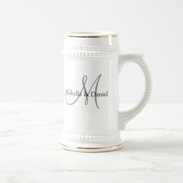 Caneca De Cerveja Casamento Oferece Monogramas de Mug (Direita)