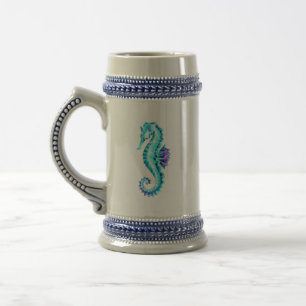 Caneca De Cerveja Cavalo de Gelo Cristal em Fundo Azul