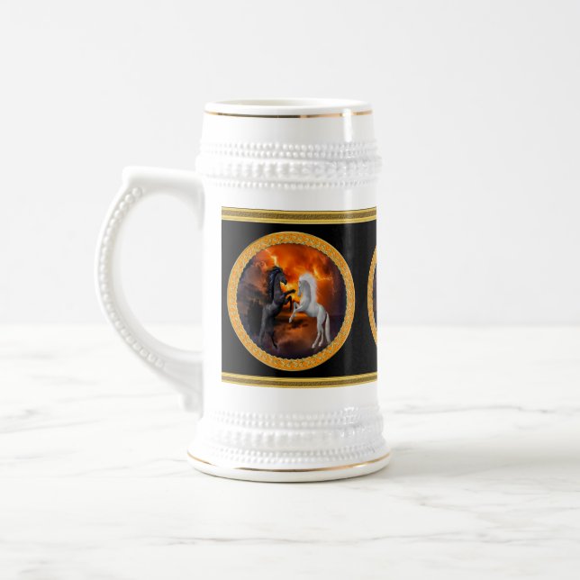 Caneca De Cerveja Cavalos lutando em uma tempestade de raios (Esquerda)