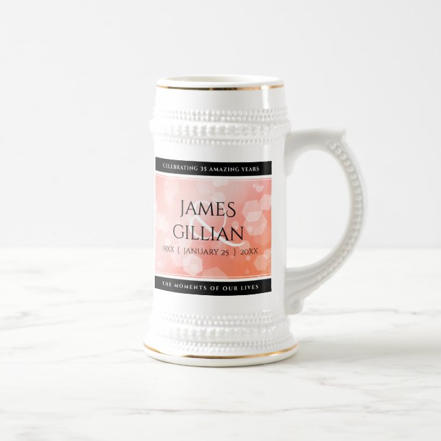 Caneca De Cerveja Celebração do 35º aniversário do Casamento de Cora (Direita)