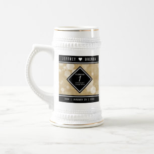 Caneca De Cerveja Celebração do Aniversário de Casamento de Papéis E