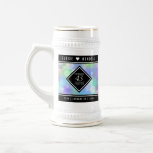 Caneca De Cerveja Celebração do Aniversário de Casamento Opal Elegan