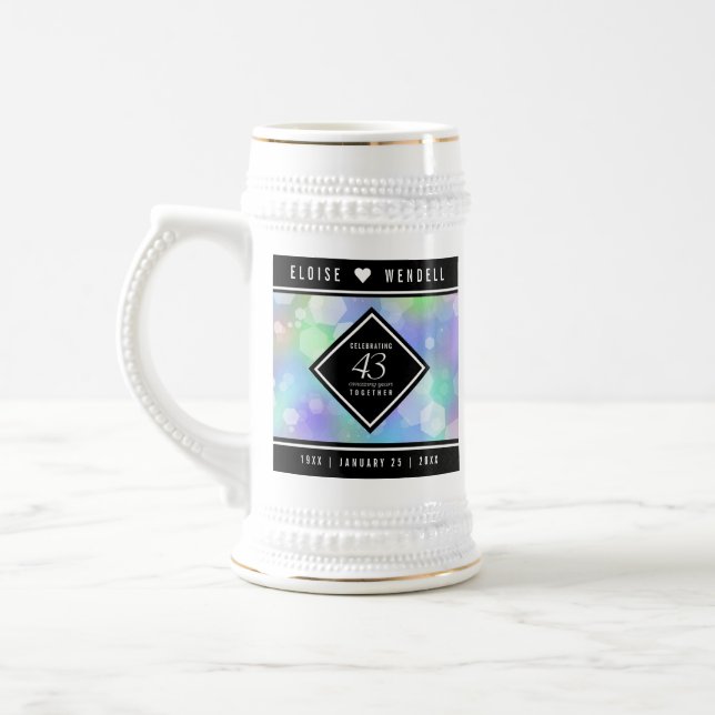 Caneca De Cerveja Celebração do Aniversário de Casamento Opal Elegan (Esquerda)