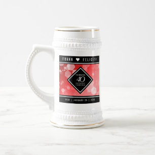 Caneca De Cerveja Celebração do Aniversário do Casamento Ruby, 40º E