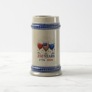 Caneca De Cerveja Celebração do Copo de Vinho Patriótico de 250 Anos