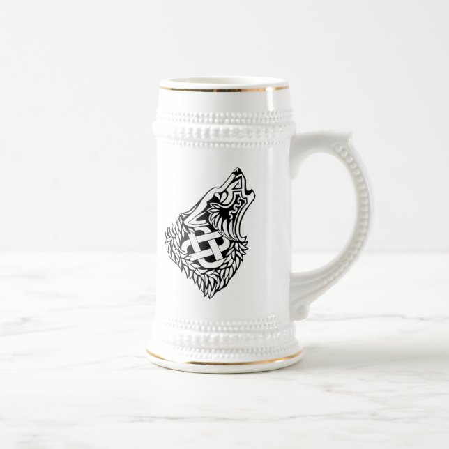 Caneca De Cerveja Céltico de urro Knotwork do lobo (Direita)