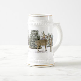 Caneca De Cerveja Cena de Inverno Florestal com Casa de Férias de Ce