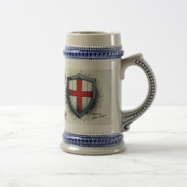 Caneca de cerveja cerâmica com design Crusader Kni