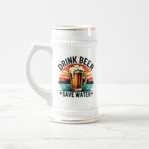 Caneca De Cerveja Cerveja Divertida do Pôr do Sol Vintage