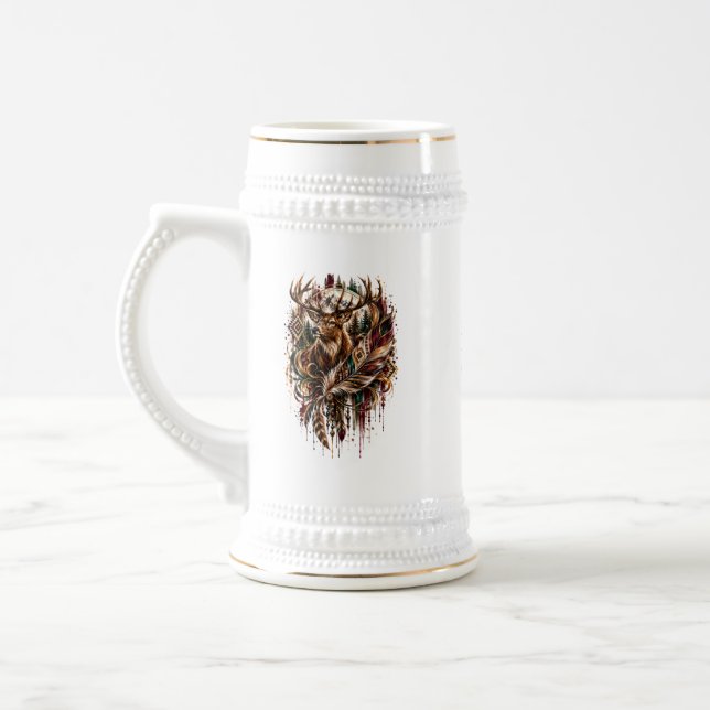 Caneca De Cerveja Cervo Tribal Boho, Sonhando com Cervo (Esquerda)